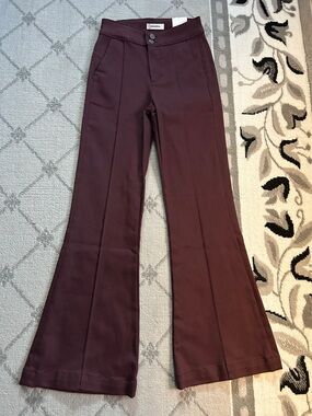 Vigoss Burgundy High Rise Pintuck Flare Trouser